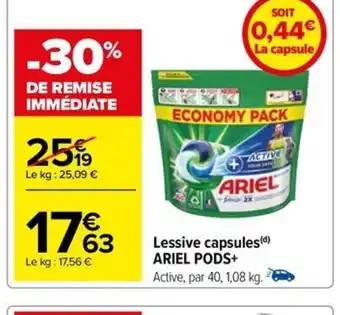 Carrefour Drive Lessive capsules ARIEL PODS offre