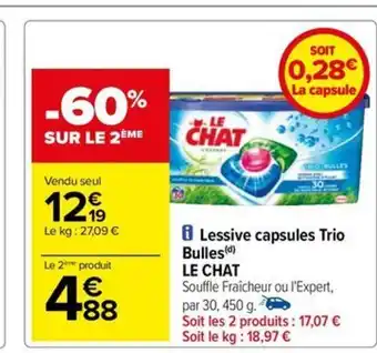 Carrefour Drive Lessive capsules Trio Bulles offre