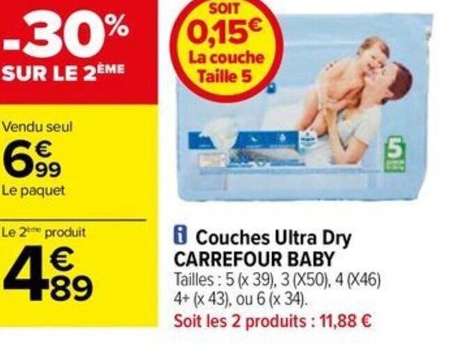 Promo Couches Ultra Dry CARREFOUR BABY chez Carrefour Drive