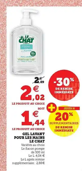 Super U Gel Lavant Pour Les Mains Le Chat offre