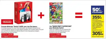 Carrefour Drive Console Nintendo "Switch" OLED, avec Joy-Con blancs Ce modèle dispose d'un écran OLED plus grand, aux couleurs intenses offre