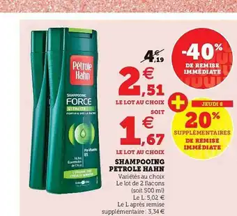 Super U Shampooing Petrole Hahn offre