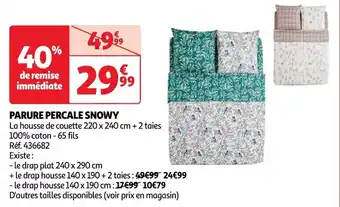 Auchan PARURE PERCALE SNOWY offre