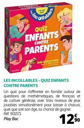 Auchan LES INCOLLABLES - QUIZ ENFANTS CONTRE PARENTS offre