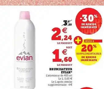 Super U Brumisateur Evian offre