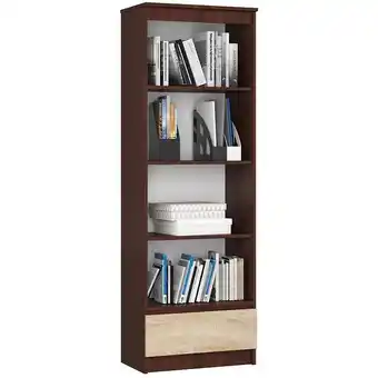 Carlo - bibliothèque style moderne salon/salle à manger - 60x180x35 - 1 tiroir - sonoma