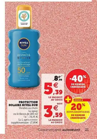 Super U Protection Solaire Nivea Sun offre