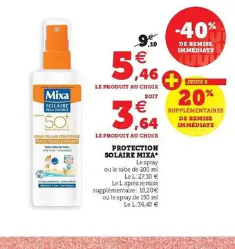 Super U Protection Solaire Mixa offre
