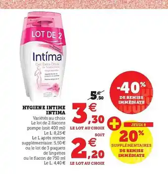Super U Hygiène Intime Intima offre