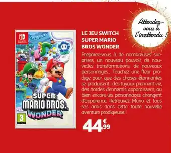 Auchan LE JEU SWITCH SUPER MARIO BROS WONDER offre