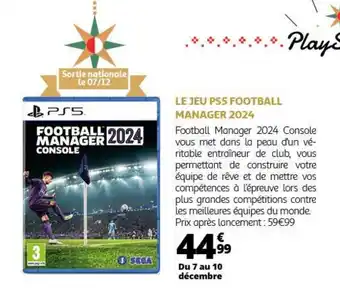 Auchan LE JEU PS5 FOOTBALL MANAGER 2024 offre