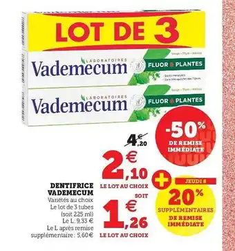 Super U Dentifrice Vademecum offre