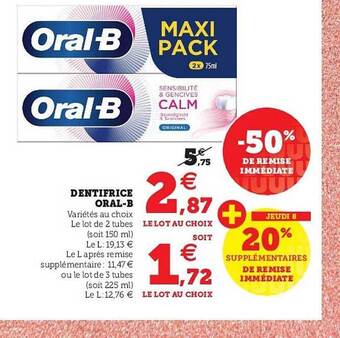 Super U Dentifrice Oral-b offre