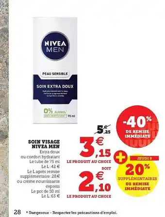 Super U Soin Visage Nivea Men offre