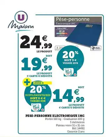 Super U Pèse-personne électronique Imc offre