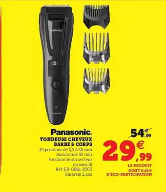 Super U Tondeuse Cheveux Barbe & Corps Panasonic offre