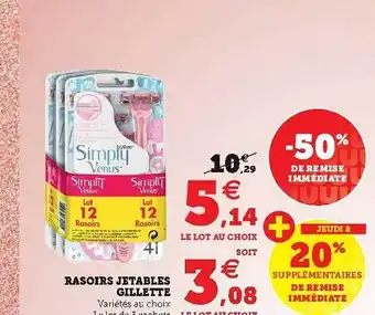Super U Rasoirs Jetables Gillette offre