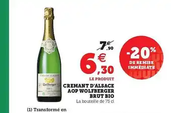 Super U Crémant D'alsace Aop Wolfberger Brut Bio offre