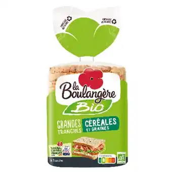 Auchan Pain de mie grandes tranches aux céréales et graines bio la boulangère offre