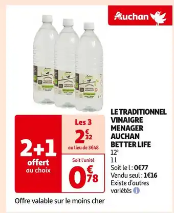 Auchan Supermarché Auchan better life le traditionnel vinaigre menager offre