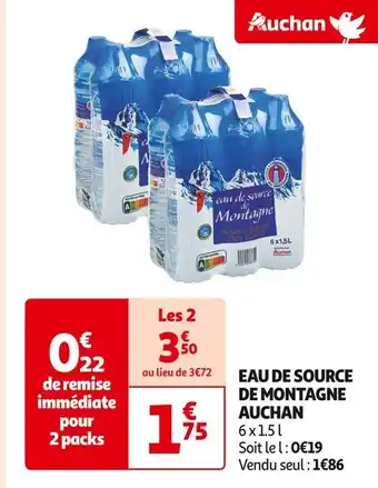 Auchan Supermarché Auchan eau de source de montagne offre