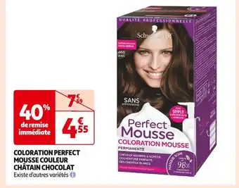 Auchan Supermarché Schwarzkopf coloration perfect mousse couleur châtain chocolat offre