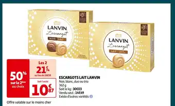 Auchan Supermarché Lanvin escargots lait lanvin offre