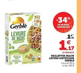Super U Paillettes Malte Levure Diététique Gerblé offre