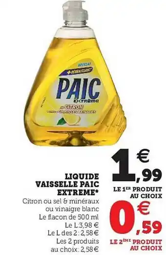 Super U Liquide Vaisselle Paic Extreme offre