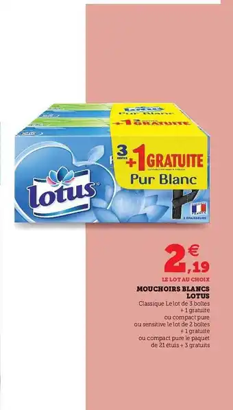 Super U Mouchoirs Blancs Lotus offre