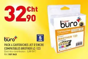 Hyperburo PACK 4 CARTOUCHES JET D'ENCRE COMPATIBLES BROTHER LC-123 offre