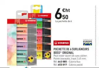 POCHETTE DE 6 SURLIGNEURS BOSS ORIGINAL