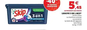 Super U Lessive 3 En 1 Skip offre