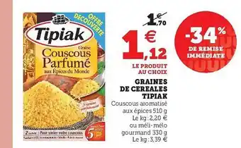 Super U Graines De Céréales Tipiak offre