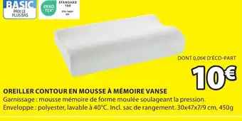 JYSK OREILLER CONTOUR EN MOUSSE À MÉMOIRE VANSE offre