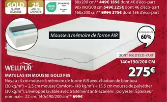 JYSK MATELAS EN MOUSSE GOLD F85 offre