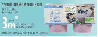 La Vie Claire YAOURT BRASSÉ MYRTILLE BIO offre