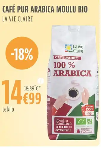 La Vie Claire CAFÉ PUR ARABICA MOULU BIO offre