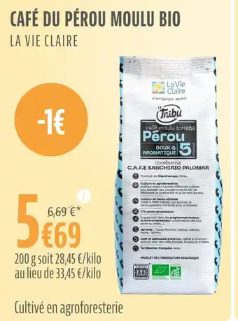 La Vie Claire CAFÉ DU PÉROU MOULU BIO offre