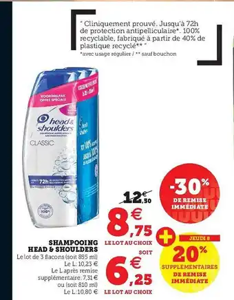 Super U Shampooing Head & Shoulders offre