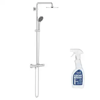 Brico Cash Colonne de douche avec mitigeur thermostatique grohe vitalio joy system 210 quickfix + nettoyant groheclean offre