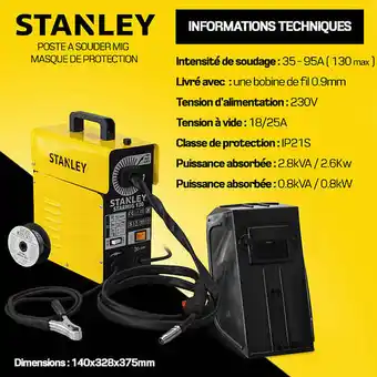 Brico Cash Poste à souder mig sans gaz starmig130 régulation automatique du fil stanley offre