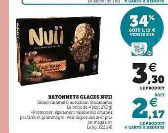 Super U Bâtonnets Glacés Nuii offre