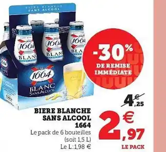 Super U Bière Blanche Sans Alcool 1664 offre