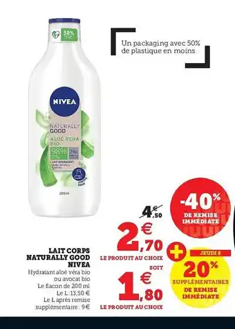 Super U Lait Corps Naturally Good Nivea offre