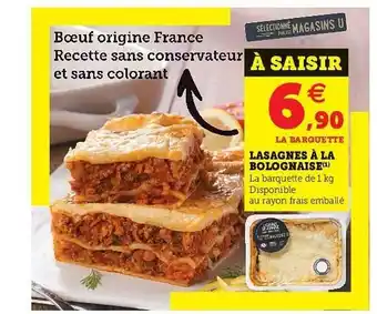 Super U Lasagnes à La Bolognaise offre