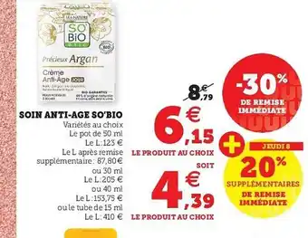 Super U Soin Anti-âge So'bio offre