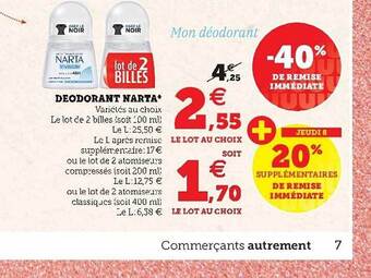 Super U Déodorant Narta offre