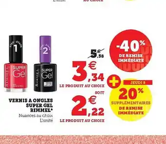 Super U Vernis à Ongles Super Gel Rimmel offre