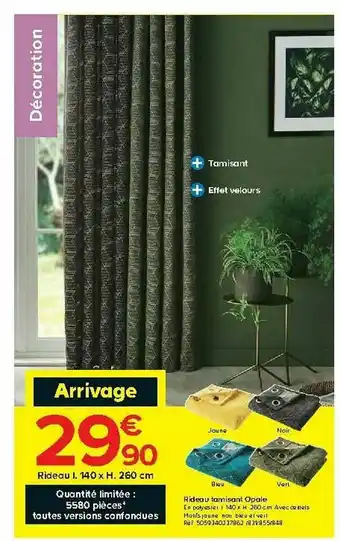 Castorama Rideau L. 140 X H. 260 Cm offre